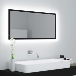 LED Bathroom Mirror Black 90x8.5x37 cm Acrylic