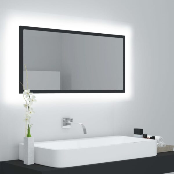 Contemporary LED Bathroom Mirror Wall Mounted RGB Light Acrylic Grey Finish