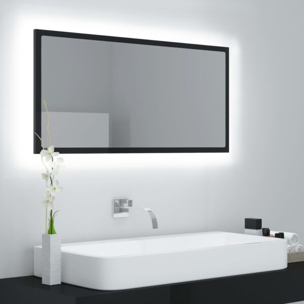 LED Bathroom Mirror High Gloss Black 90x8.5x37 cm Acrylic