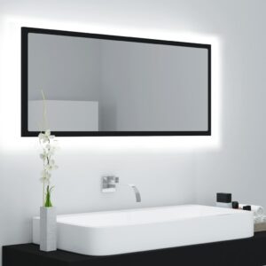 Contemporary LED Bathroom Mirror Black Wall Mounted RGB Light Acrylic Elegant