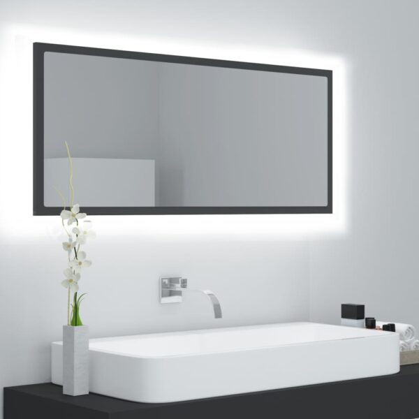 Contemporary LED Bathroom Mirror Wall Mounted RGB Light Acrylic Grey Finish