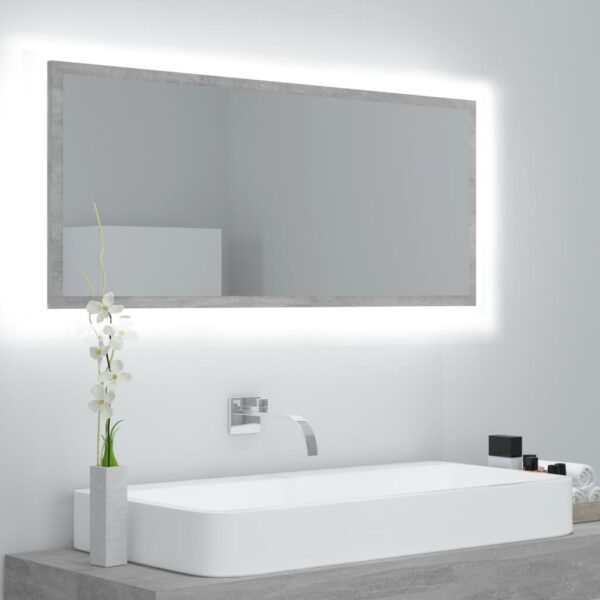 Contemporary LED Bathroom Mirror RGB Light Acrylic Wall Mounted Concrete Grey