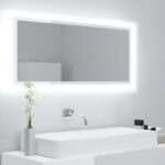 Contemporary High Gloss White LED Bathroom Mirror RGB Light Wall Mounted Acrylic