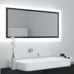 Contemporary High Gloss Black LED Bathroom Mirror RGB Light Wall Mounted Acrylic