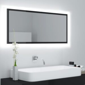 Contemporary High Gloss Black LED Bathroom Mirror RGB Light Wall Mounted Acrylic