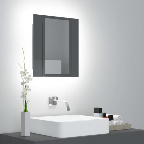 LED Illuminated Bathroom Mirror Cabinet High Gloss Storage Wall Mount Modern