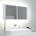 LED Illuminated Bathroom Mirror Cabinet White Wall Mount Storage RGB Light