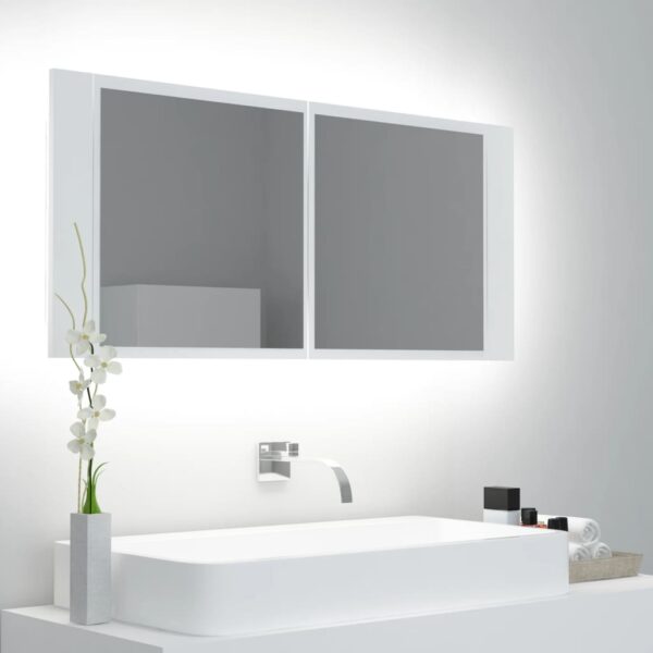 LED Illuminated Bathroom Mirror Cabinet White Wall Mount Storage RGB Light