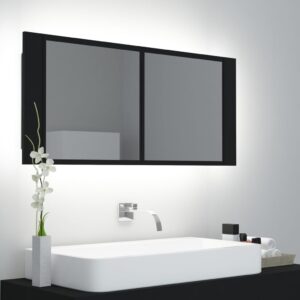 LED Bathroom Mirror Cabinet Black 100x12x45 cm Acrylic