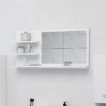 Chic White Wall Mounted Bathroom Mirror with Shelves Contemporary Wooden