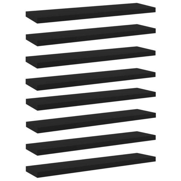 Modern Black Floating Wall Shelves Storage Display Shelf Engineered Wood Set