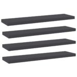 Modern Grey Floating Wall Shelves Storage Display Shelf Engineered Wood Set of 4