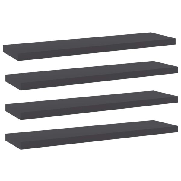 Modern Grey Floating Wall Shelves Storage Display Shelf Engineered Wood Set of 4