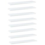 Bookshelf Boards 8 pcs High Gloss White 40x10x1.5 cm Engineered Wood