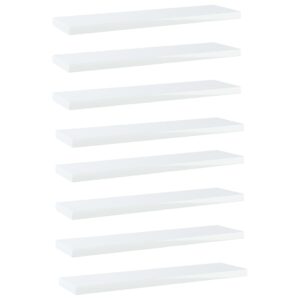 Bookshelf Boards 8 pcs High Gloss White 40x10x1.5 cm Engineered Wood