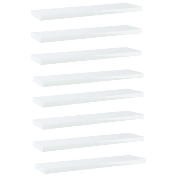 Bookshelf Boards 8 pcs High Gloss White 40x10x1.5 cm Engineered Wood