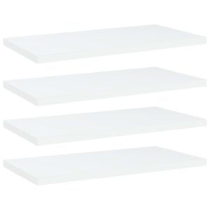 White Engineered Wood Bookshelf Boards Set of Four Modern Storage Shelves