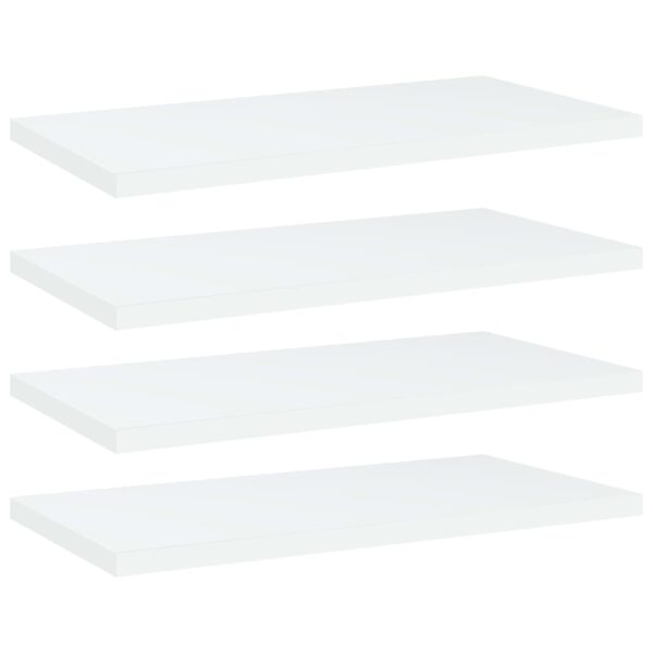 White Engineered Wood Bookshelf Boards Set of Four Modern Storage Shelves