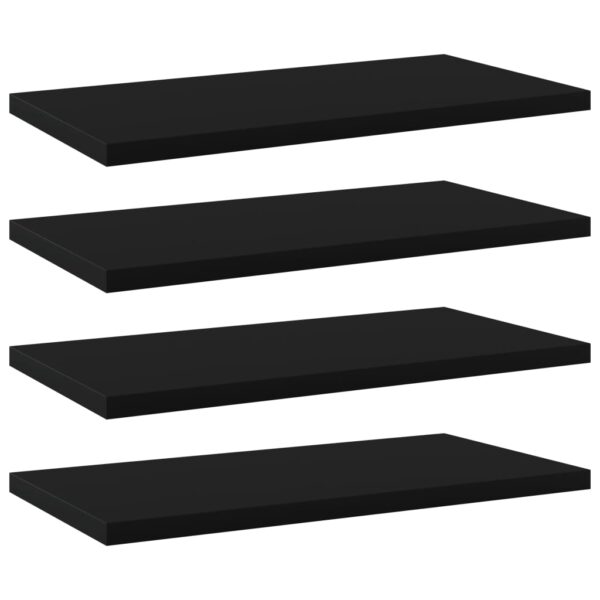 Engineered Wood Bookshelf Boards Set of Four Black Wall Mountable Storage Shelves