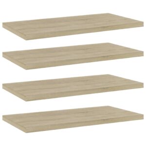 Engineered Wood Bookshelf Boards Set of Four Sonoma Oak Finish Storage Shelves