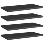 High Gloss Black Engineered Wood Bookshelf Boards Set of Four Modern Storage