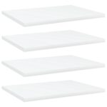 White Engineered Wood Bookshelf Boards Set of Four Modern Simple Storage