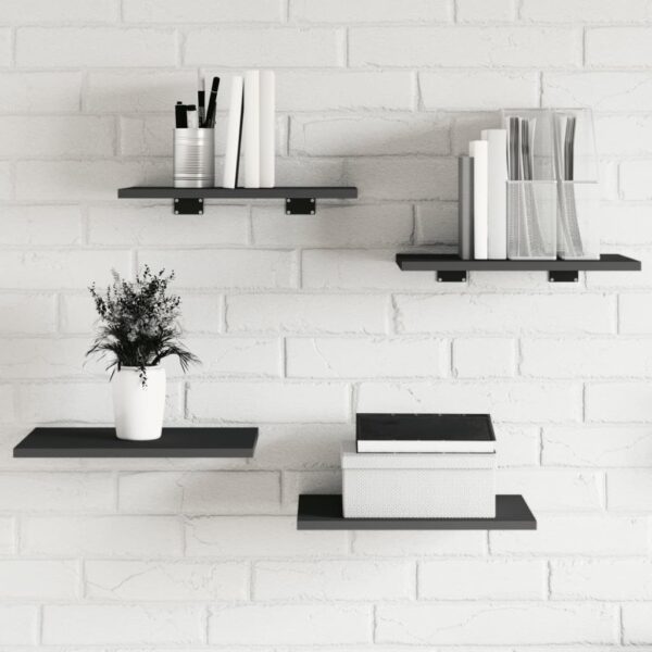 Modern Grey Engineered Wood Bookshelf Panels Set of Four Home Storage Shelves