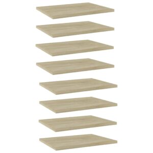 Sonoma Oak Finish Engineered Wood Bookshelf Boards Set of Eight Easy Clean