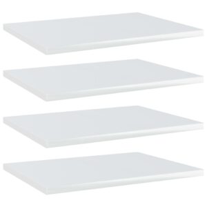 High Gloss White Floating Shelves Engineered Wood Wall Storage Modern Home Decor