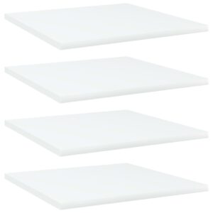 White Engineered Wood Bookshelf Boards Set of Four Modern Storage Shelves