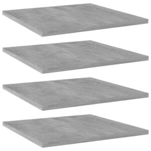 Modern Concrete Grey Engineered Wood Bookshelf Boards Set of Four Storage Shelves