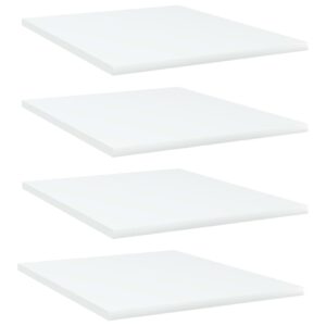 White Engineered Wood Bookshelf Boards Set of Four Modern Storage Shelves