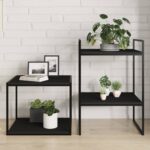 Engineered Wood Bookshelf Boards Set of Four Black Finish Easy Install Storage