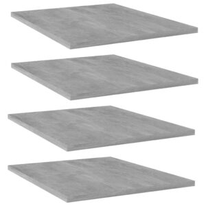 Modern Concrete Grey Engineered Wood Bookshelf Boards Set of Four Storage