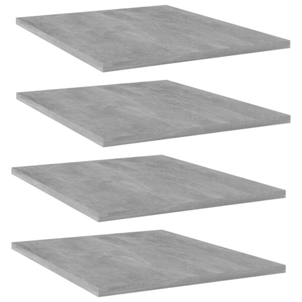 Modern Concrete Grey Engineered Wood Bookshelf Boards Set of Four Storage