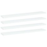 White Engineered Wood Bookshelf Boards Set of Four Modern Storage Shelves