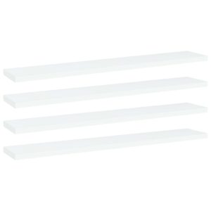 White Engineered Wood Bookshelf Boards Set of Four Modern Storage Shelves