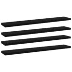 Black Engineered Wood Bookshelf Boards Set of Four Sleek Wall Shelves Storage