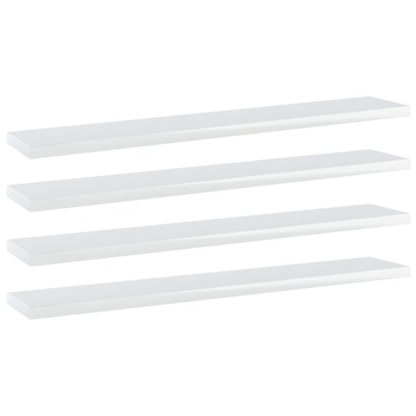 High Gloss White Floating Wall Shelves Storage Display Shelf Engineered Wood Pack