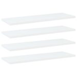 White Engineered Wood Bookshelf Boards Set of Four Modern Storage Shelves