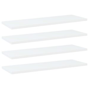 White Engineered Wood Bookshelf Boards Set of Four Modern Storage Shelves