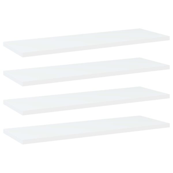 White Engineered Wood Bookshelf Boards Set of Four Modern Storage Shelves