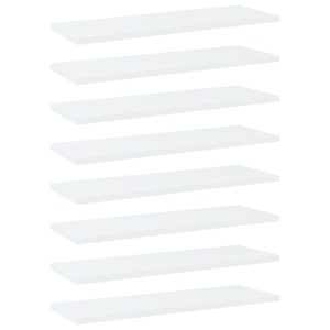 White Engineered Wood Bookshelf Boards Set of Eight Modern Storage Shelves