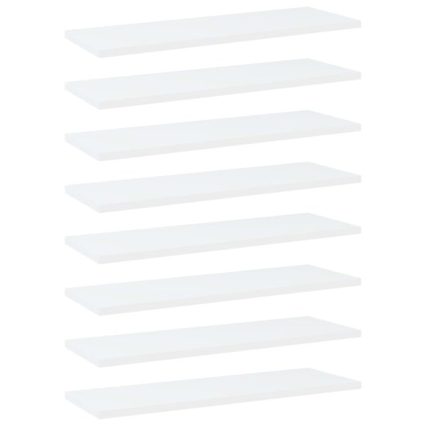 White Engineered Wood Bookshelf Boards Set of Eight Modern Storage Shelves