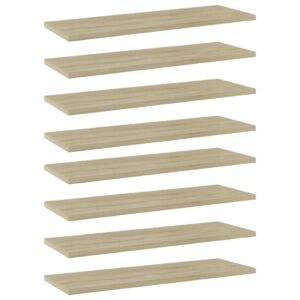 Sonoma Oak Finish Engineered Wood Bookshelf Boards Set of Eight Modern Storage