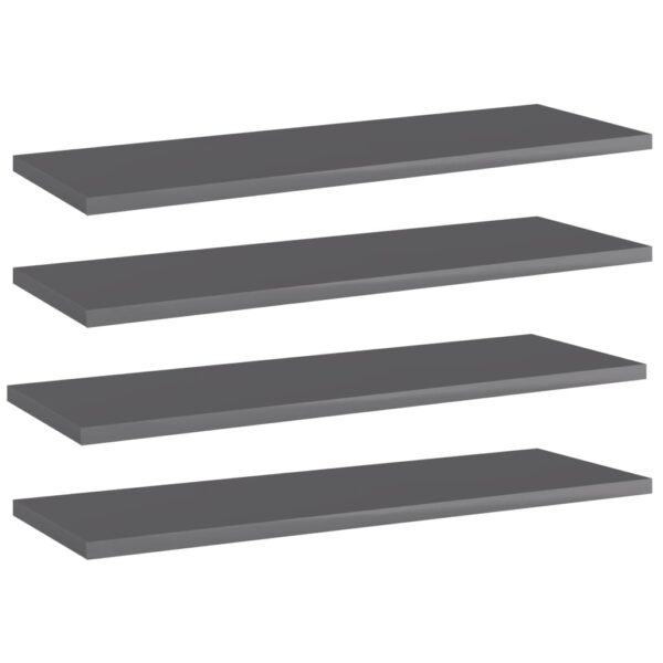 High Gloss Grey Floating Shelves Engineered Wood Wall Storage Modern Home Decor