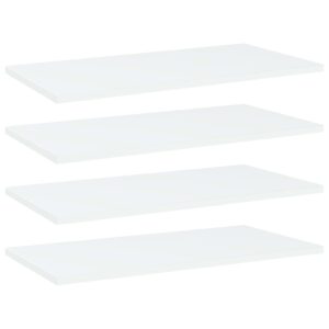 White Engineered Wood Bookshelf Boards Set of Four Modern Storage Shelves