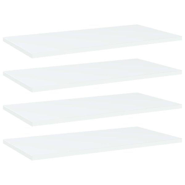 White Engineered Wood Bookshelf Boards Set of Four Modern Storage Shelves