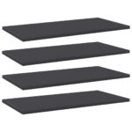 Modern Grey Engineered Wood Bookshelf Boards Set of Four Wall Shelf Panels