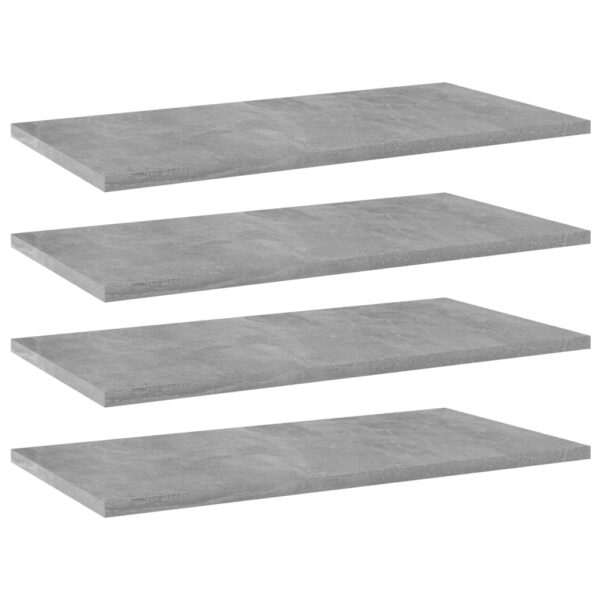 Modern Concrete Grey Engineered Wood Bookshelf Boards Set of Four Storage Shelves